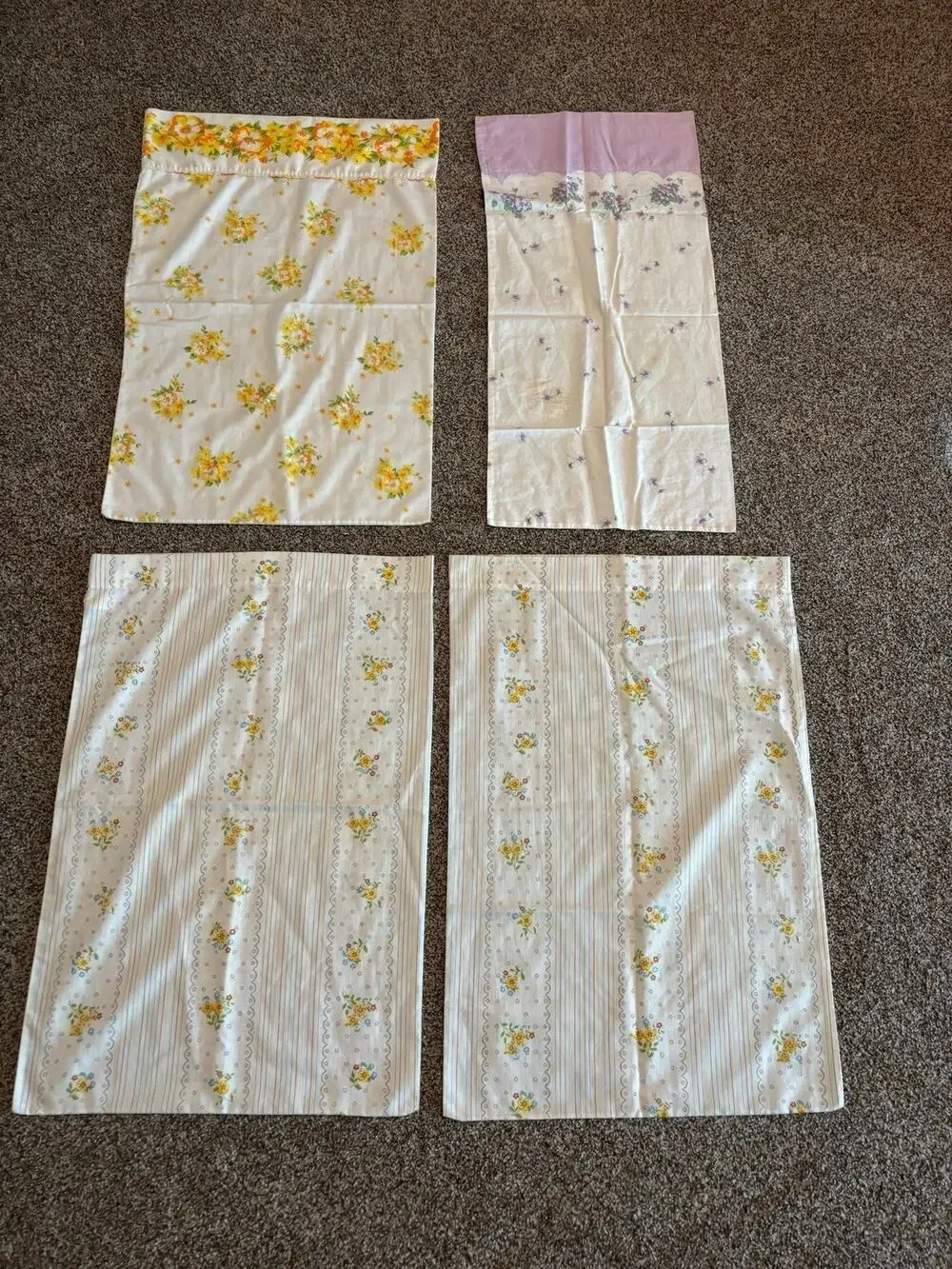 Vintage Floral Flower Pillowcases Mixed Size Lot Assortment Set of 4